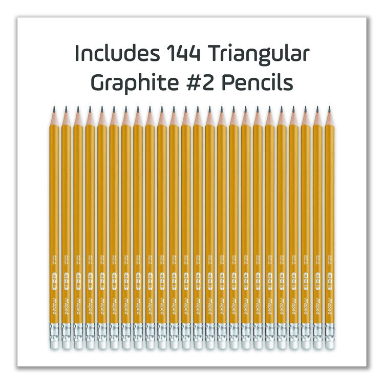 Essentials Triangular Pre-Sharpened Pencils, HB (#2), Black Lead, Yellow Barrel, 144/Box