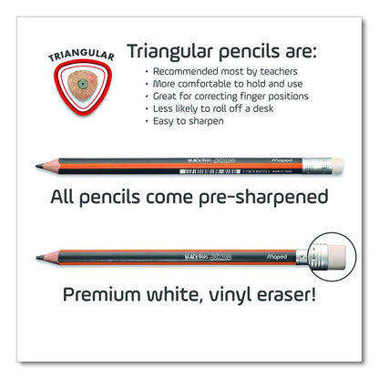 Black'Peps Jumbo Triangular Pencils, HB (#2), Black Lead, Orange/Black Barrel, Dozen