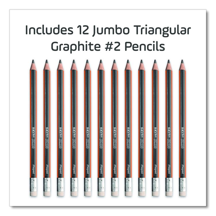 Black'Peps Jumbo Triangular Pencils, HB (#2), Black Lead, Orange/Black Barrel, Dozen