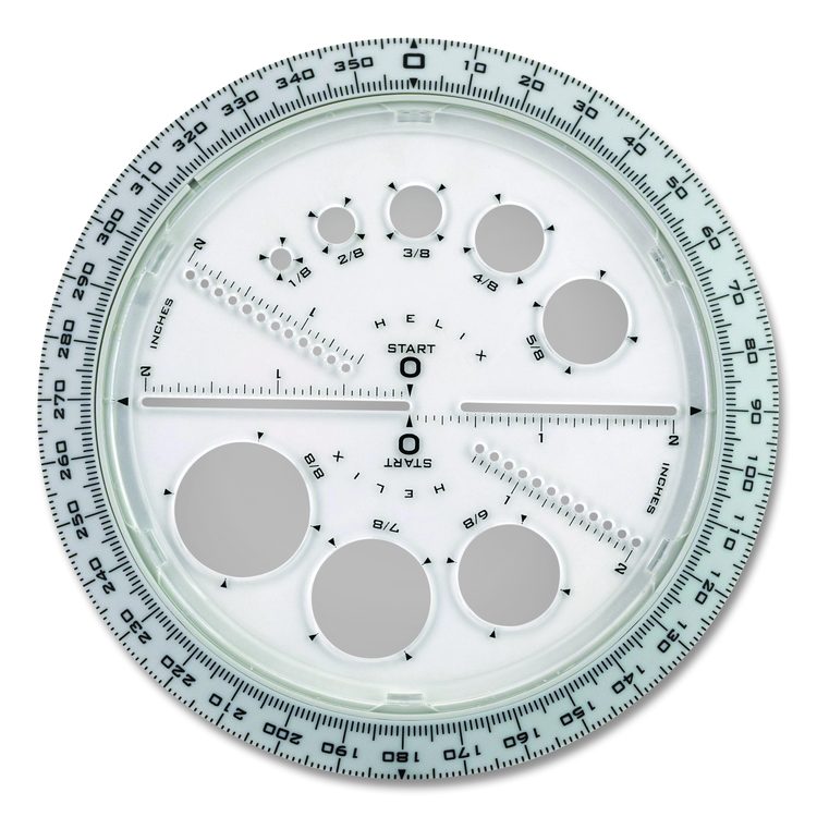 360 Degree Angle and Circle Maker 2-in-1 Protractor and Compass Tool, 2" Ruler Edge, Plastic, Randomly Assorted Color