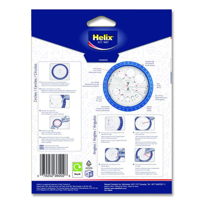 360 Degree Angle and Circle Maker 2-in-1 Protractor and Compass Tool, 2" Ruler Edge, Plastic, Randomly Assorted Color