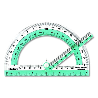 180 Degree Shatter Resistant Swing Arm Protractor, 6" Ruler Edge/10 cm Ruler Edge, Plastic, Randomly Assorted Color
