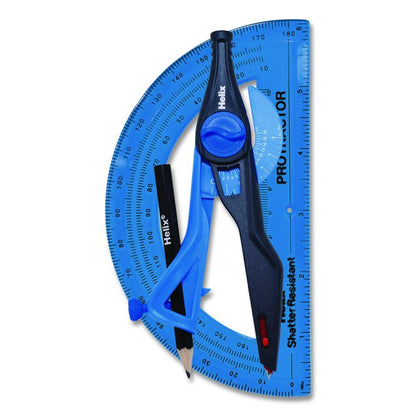 Locking Compass and Protractor Set, 12" Maximum Diameter, 6" Ruler Edge, Randomly Assorted Colors