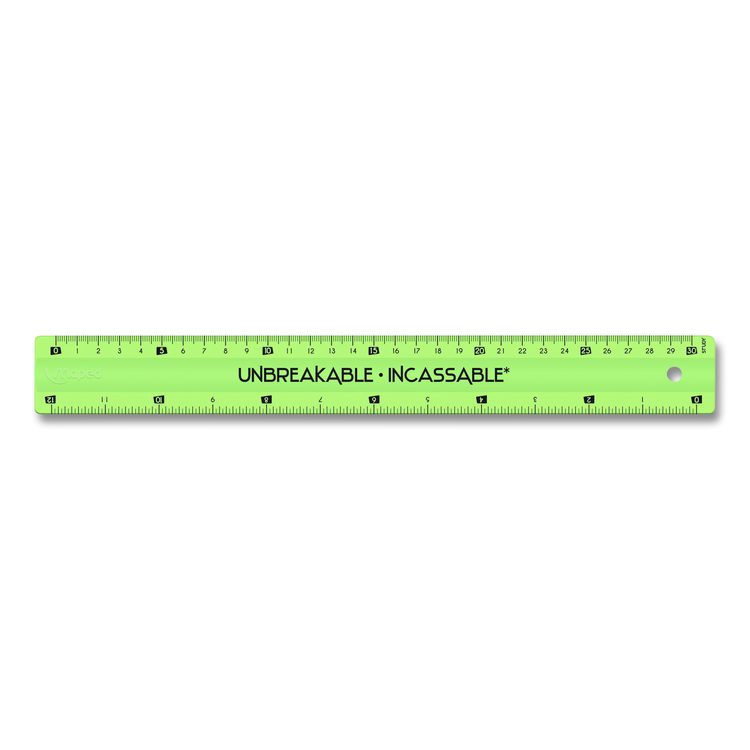 Unbreakable 12" Ruler, Standard/Metric, 12.72" Long, Randomly Assorted Color