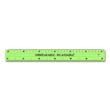 Unbreakable 12" Ruler, Standard/Metric, 12.72" Long, Randomly Assorted Color