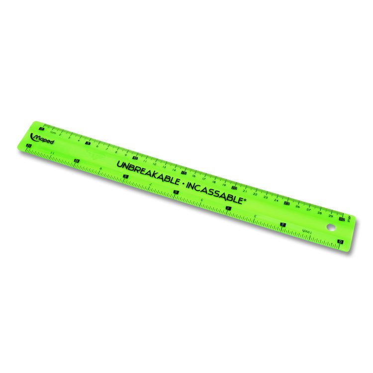 Unbreakable 12" Ruler, Standard/Metric, 12.72" Long, Randomly Assorted Color