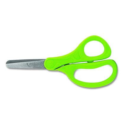 Essential Blunt School Scissors School Pack, Rounded Tip, 5.35" Long, 2" Cut Length, Straight Assorted Handle, Dozen