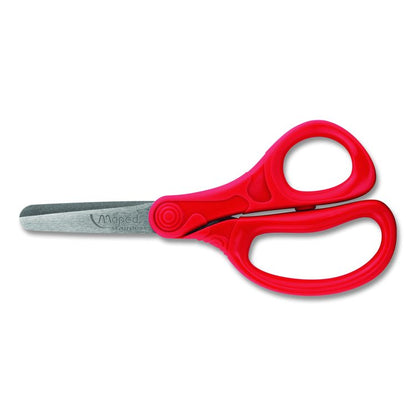 Essential Blunt School Scissors School Pack, Rounded Tip, 5.35" Long, 2" Cut Length, Straight Assorted Handle, Dozen