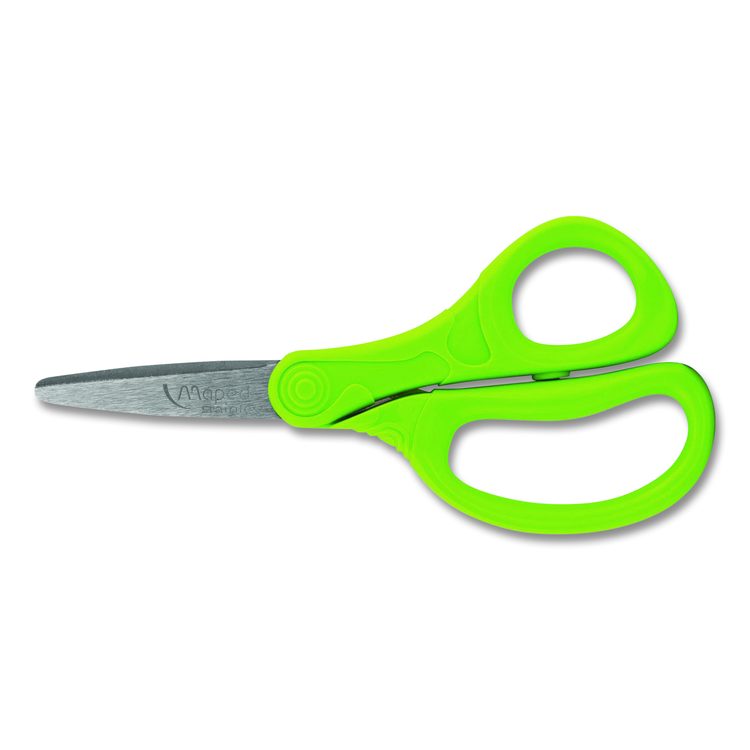 Essential Pointed School Scissors School Pack, Pointed Tip, 5.35" Long, 2" Cut Length, Straight Assorted Handle, 12/Pack