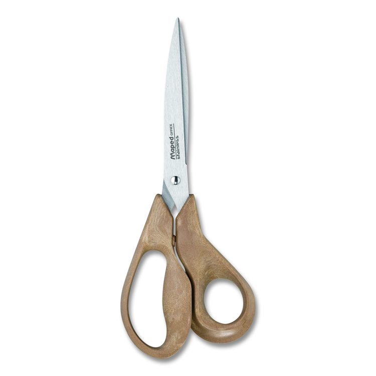 Advanced Wood Multipurpose Scissors, 8.25" Long, 4.75" Cut Length, Straight Brown Handle