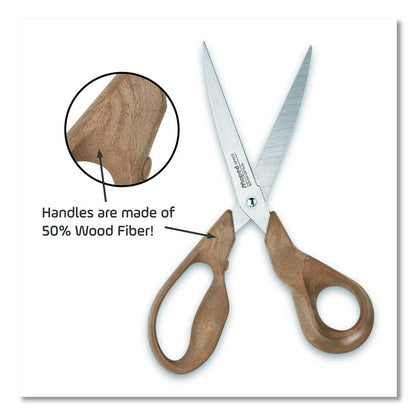 Advanced Wood Multipurpose Scissors, 8.25" Long, 4.75" Cut Length, Straight Brown Handle