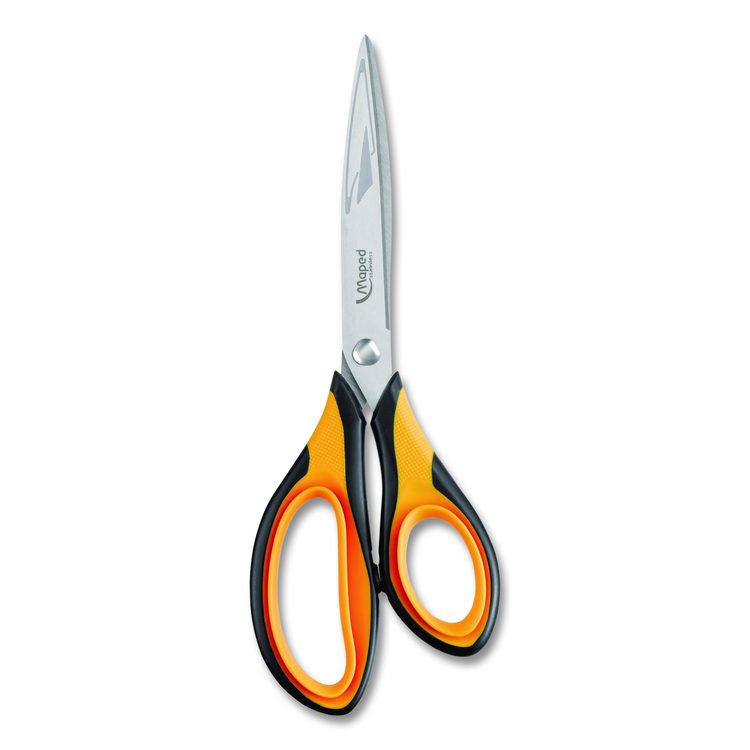 Ultimate Soft Grip Multipurpose Scissors, 8.25" Long, 4.5" Cut Length, Straight Orange/Black Handle