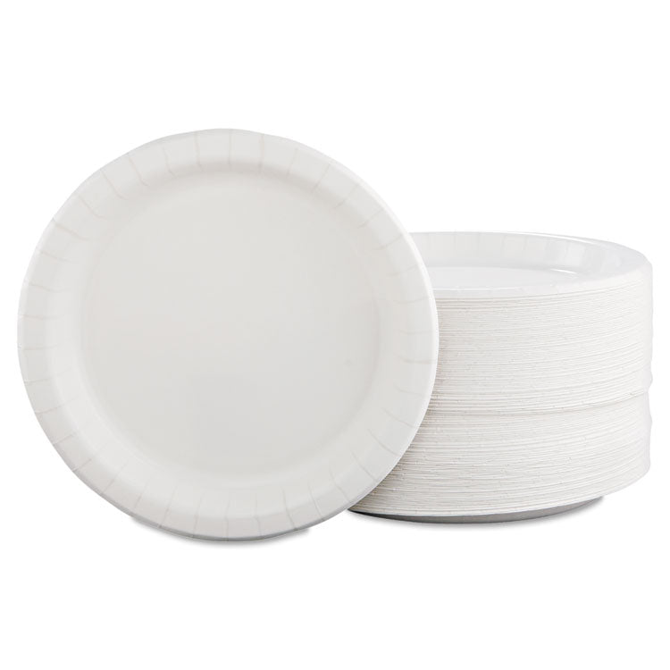 Bare Eco-Forward Clay-Coated Paper Dinnerware, ProPlanet Seal, Mediumweight, Plate, 8.5" dia, White, 125/Pack, 4 Packs/Carton