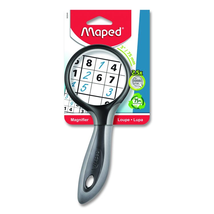 2.5X Soft Touch Large Magnifying Glass, Plastic Lens, 3" dia, Randomly Assorted Color