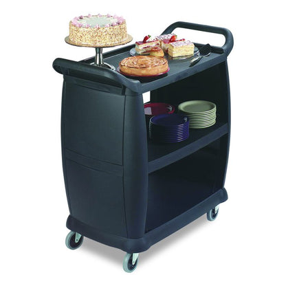 Bussing Cart, Plastic, 3 Shelves, 300 lb Capacity, 18 x 36.25 x 38, Black