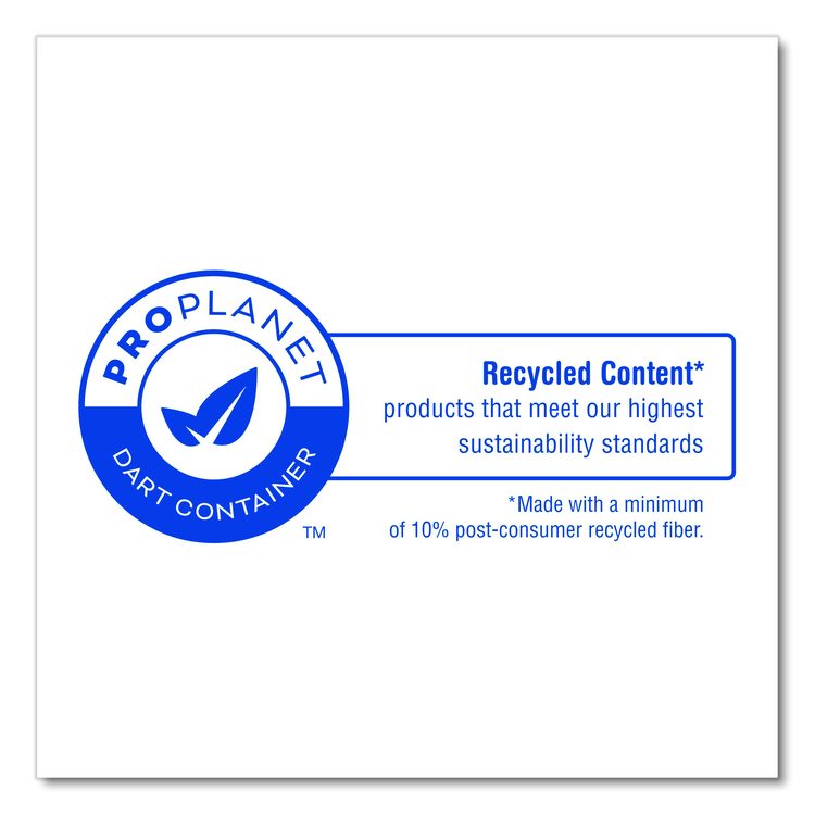 Recycled Content PCF Paper Hot Cups, ProPlanet Seal, 8 oz, White, 50/Pack