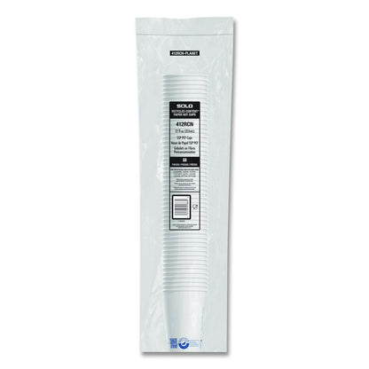 Recycled Content PCF Paper Hot Cups, ProPlanet Seal, 12 oz, White, 50/Pack
