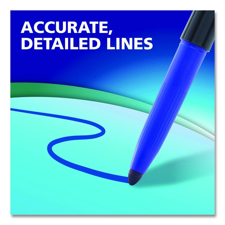 Wet Erase Markers, Fine Needle Tip, Blue, 12/Pack