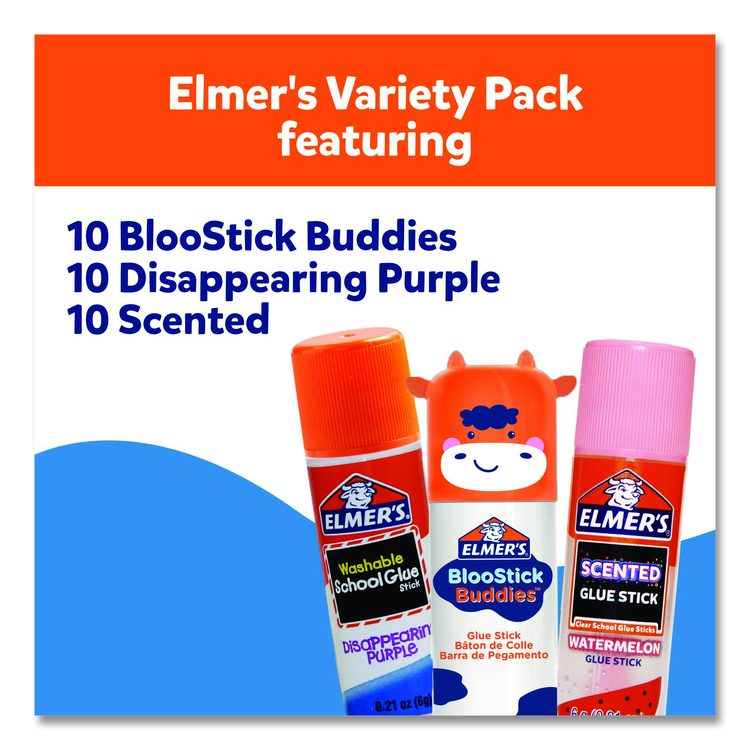 Glue Stick Variety Pack, 0.21 oz, Dries Clear, 30/Pack