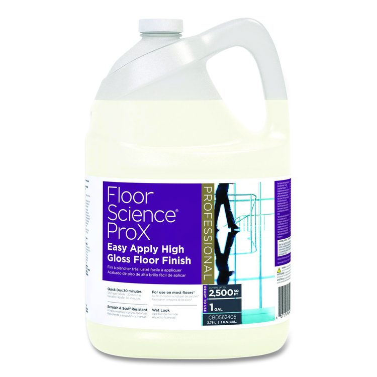 Floor Science ProX Easy Apply High Gloss Floor Finish, 1 gal Bottle, 4/Carton