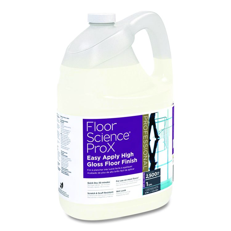 Floor Science ProX Easy Apply High Gloss Floor Finish, 1 gal Bottle, 4/Carton