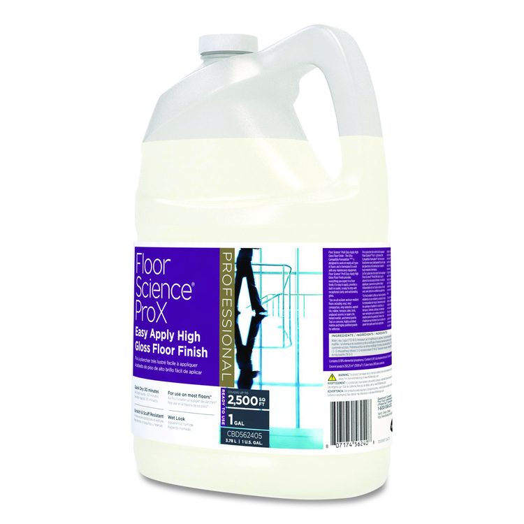 Floor Science ProX Easy Apply High Gloss Floor Finish, 1 gal Bottle, 4/Carton