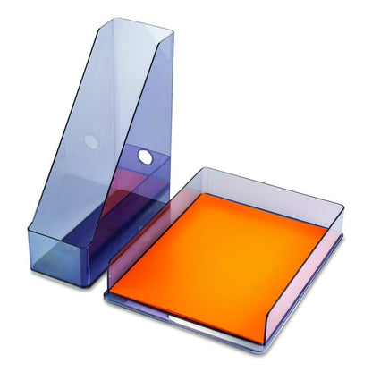 Recycled Plastic Desktop Document Organization Set, (1) Letter-Sized Letter Tray, (1) Magazine File, Translucent Ash