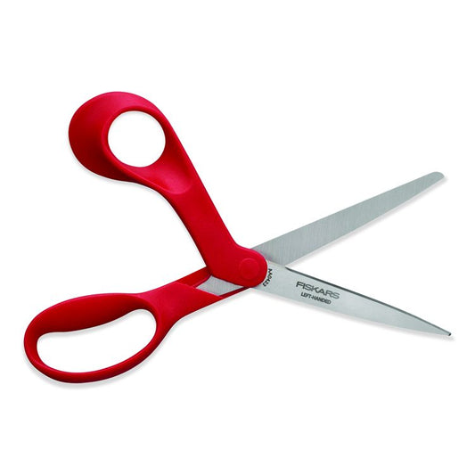 Premier Left Handed Scissors, 9.75" Long, 8" Cut Length, Offset Red Handle