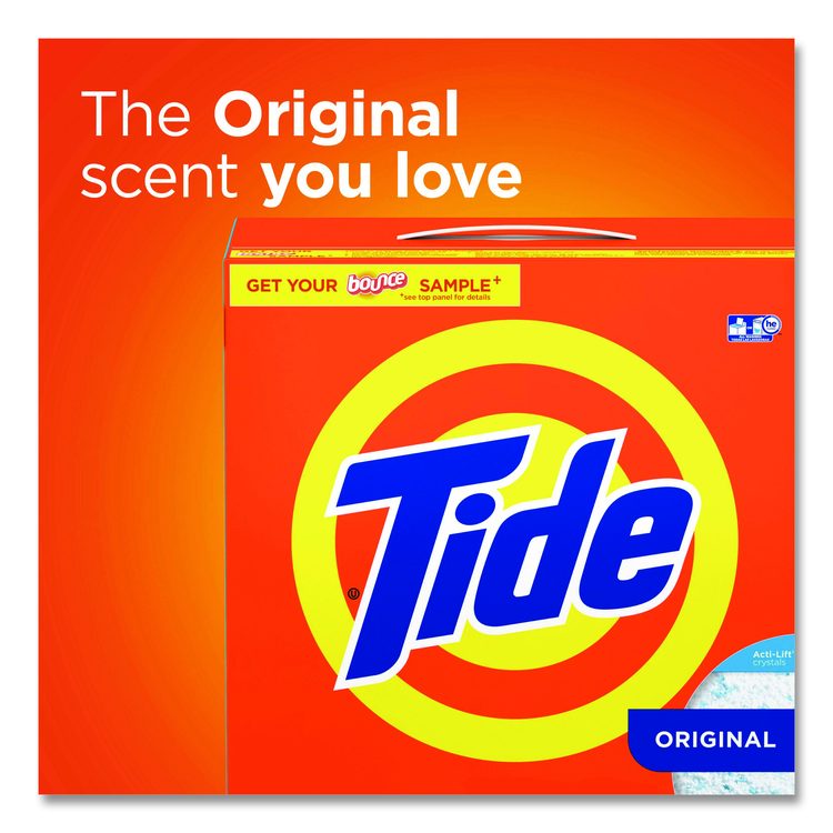HE Laundry Detergent, Tide Original Scent, Powder, 85 oz Box, 3/Carton