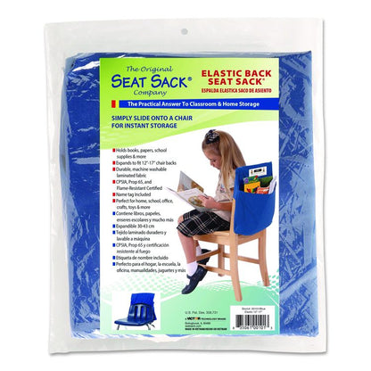 Elastic-Back Seat Sack for Chairs 12" to 17" Wide, 11 x 16 x 14, Fabric, Blue