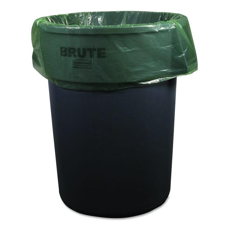 Eco Blend Max Can Liners, 60 gal, 0.8 mil, 38" x 58", Green, 20 Bags/Roll, 5 Rolls/Carton