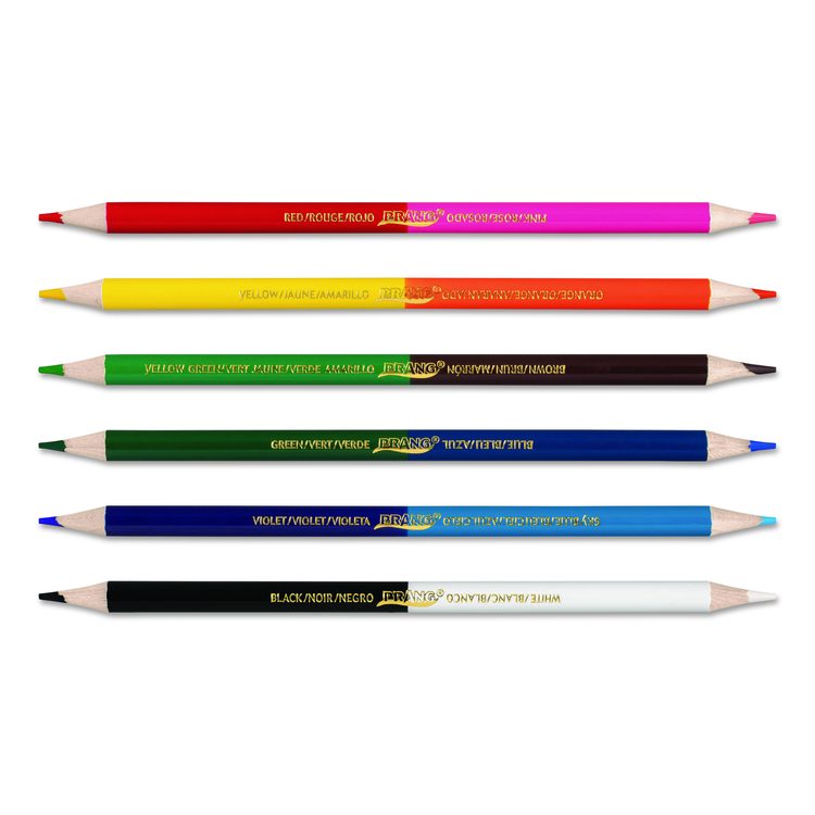 Duo-Color Colored Pencil Sets, 3 mm, 2B (#2), Assorted Lead, Assorted Barrel, 6/Pack
