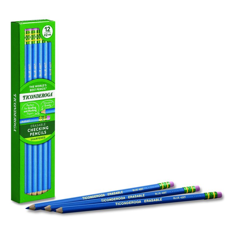 Erasable Colored Pencils, 2.6 mm, 2B (#2), Blue Lead, Blue Barrel, 12/Pack