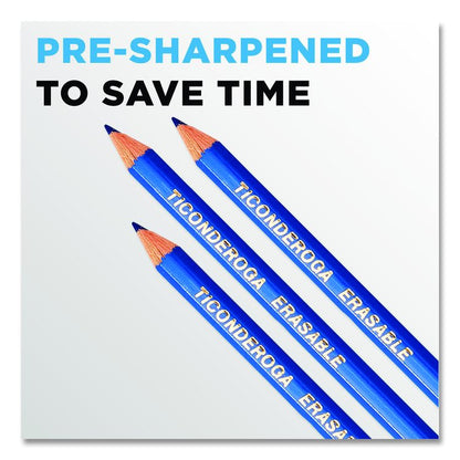 Erasable Colored Pencils, 2.6 mm, 2B (#2), Blue Lead, Blue Barrel, 12/Pack