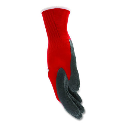 Ninja Flex Latex Coated Palm Gloves, EN388: 3131, 10" Long, Medium, Red/Gray, 12 Pairs