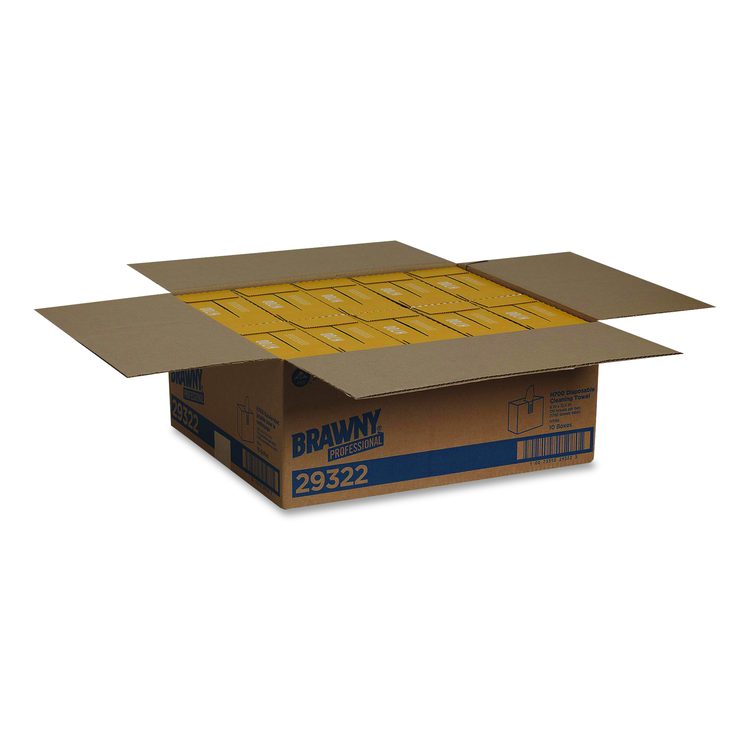 Heavyweight HEF Disposable Shop Towels, 9 x 12.5, White, 176/Box, 10 Box/Carton