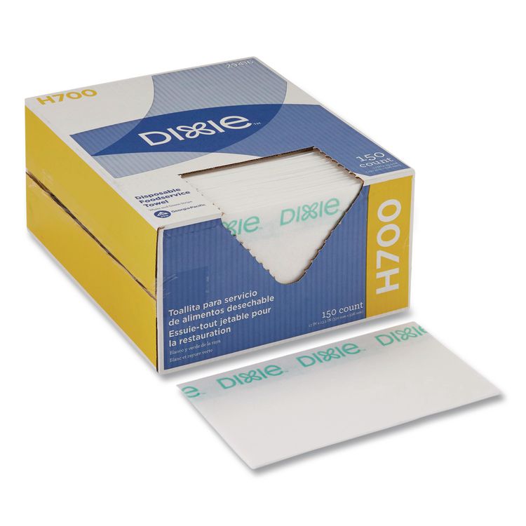 H700 Disposable Foodservice Towel, 1-Ply, 13 x 23.5, White/Green, 150/Carton