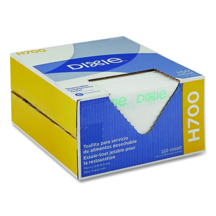 H700 Disposable Foodservice Towel, 1-Ply, 13 x 23.5, White/Green, 150/Carton