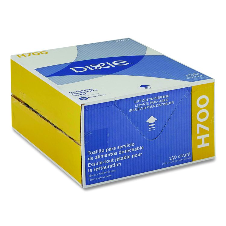 H700 Disposable Foodservice Towel, 1-Ply, 13 x 23.5, White/Green, 150/Carton
