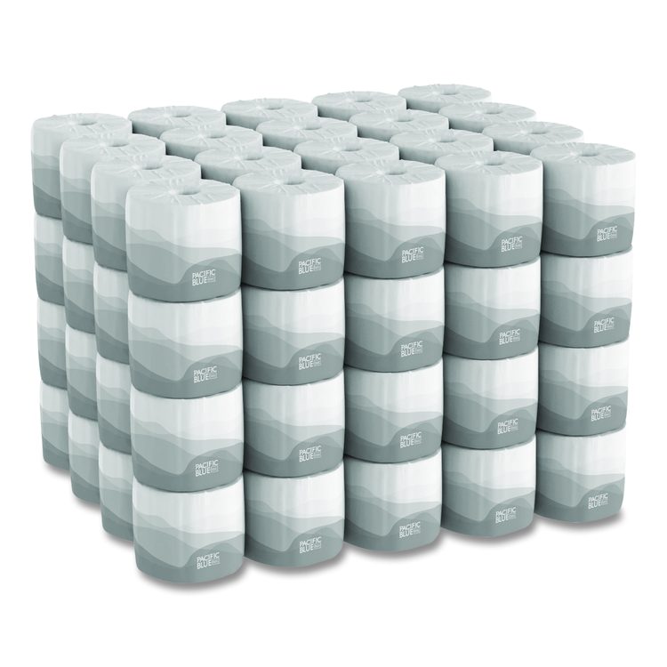 Pacific Blue Basic Bathroom Tissue, Septic Safe, 1-Ply, White, 1,210 Sheets/Roll, 80 Rolls/Carton
