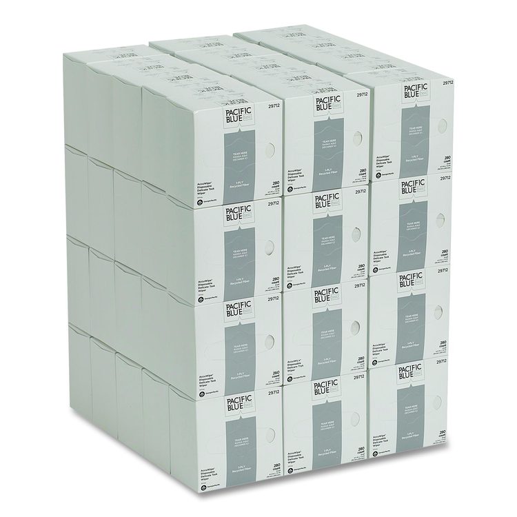 AccuWipe Recycled One-Ply Delicate Task Wipers, 1-Ply, 4.5 x 8.25, Unscented, White, 280/Box