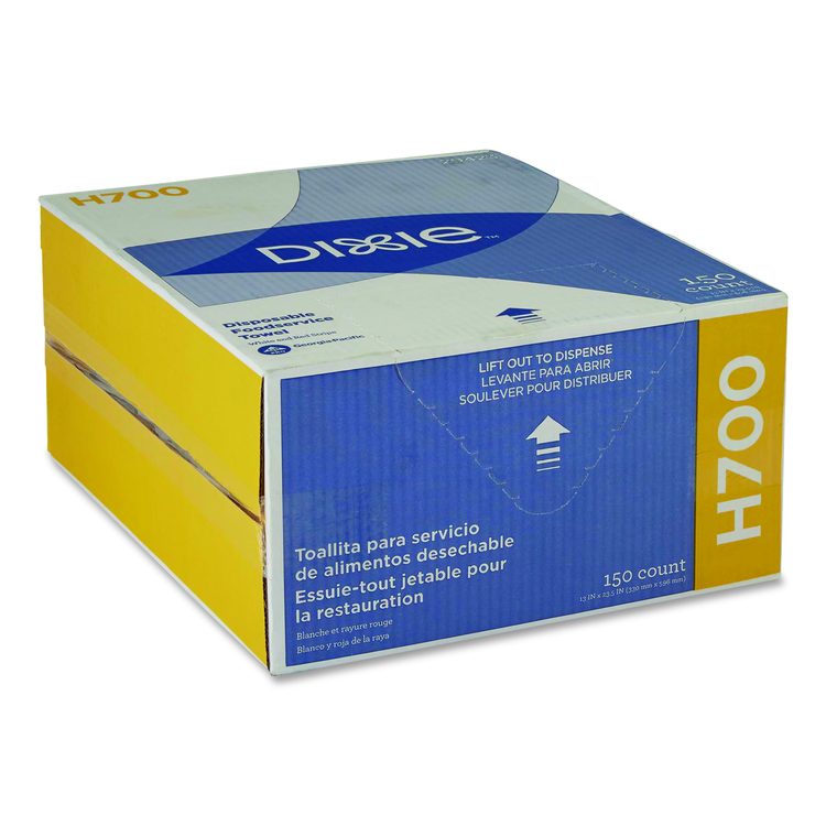H700 Disposable Foodservice Towel, 1-Ply, 13 x 23.5, White/Red, 150/Carton
