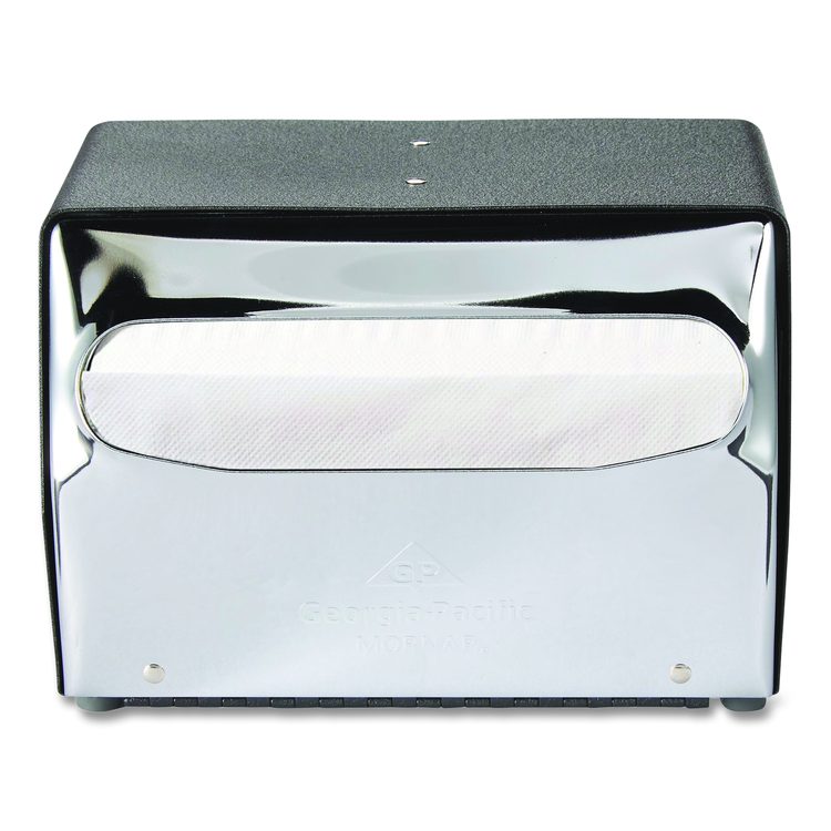Tabletop Napkin Dispenser, 7.5 x 6 x 5.37, Black/Chrome