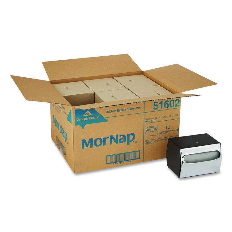 Tabletop Napkin Dispenser, 7.5 x 6 x 5.37, Black/Chrome
