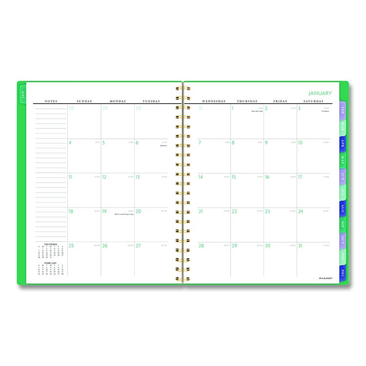 Badge Geo Weekly/Monthly Planner, 11 x 8.5, Green Cover, 13-Month (Jan-Jan): 2026