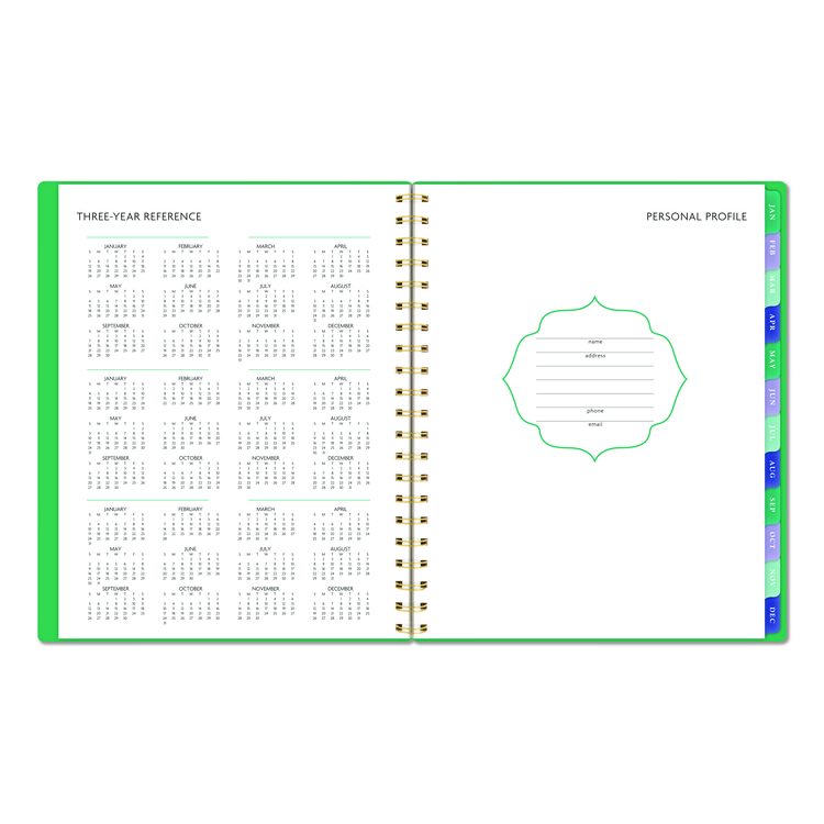 Badge Geo Weekly/Monthly Planner, 11 x 8.5, Green Cover, 13-Month (Jan-Jan): 2026