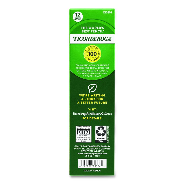 Ticonderoga Laddie Woodcase Pencil with Microban, HB (#2), Black Lead, Yellow Barrel, 12/Pack
