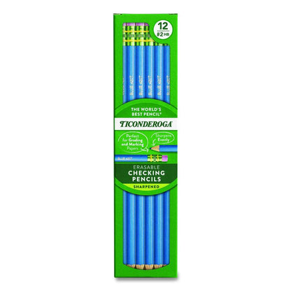 Erasable Colored Pencils, 2.6 mm, 2B (#2), Blue Lead, Blue Barrel, 12/Pack
