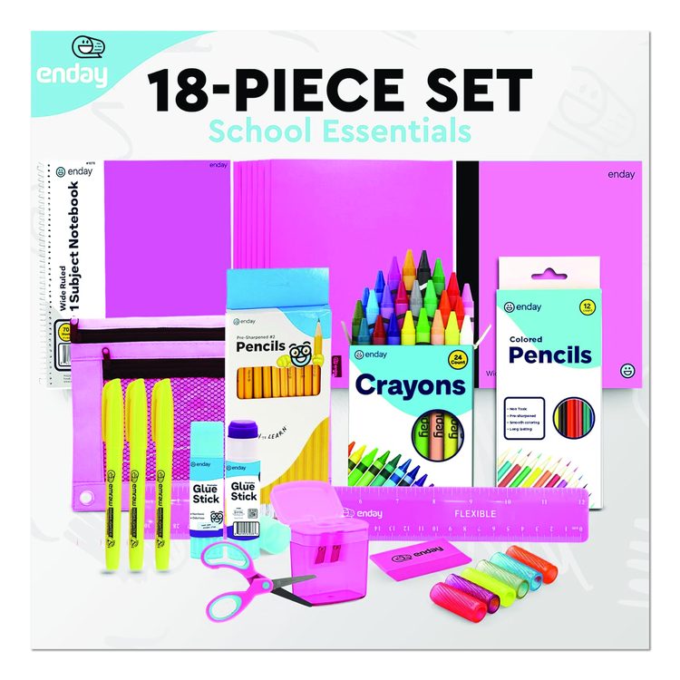 Back to School Supplies Kit for Grades K-5, Pink