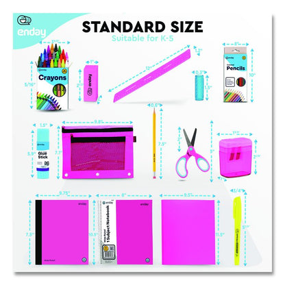 Back to School Supplies Kit for Grades K-5, Pink